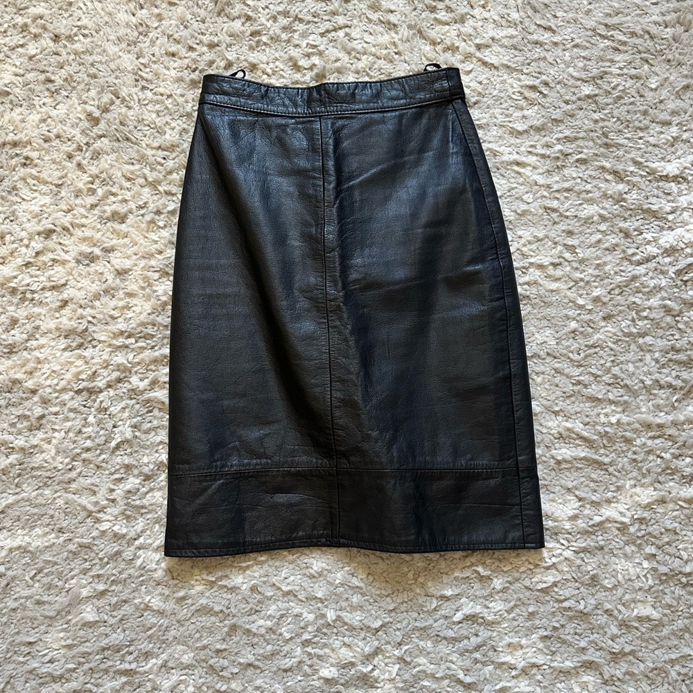 Vintage Black Leather Pencil Skirt